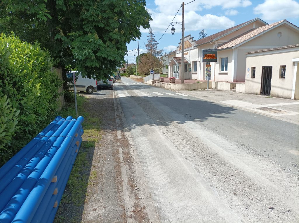 Travaux sur Bourg de Faleyras sur D 140